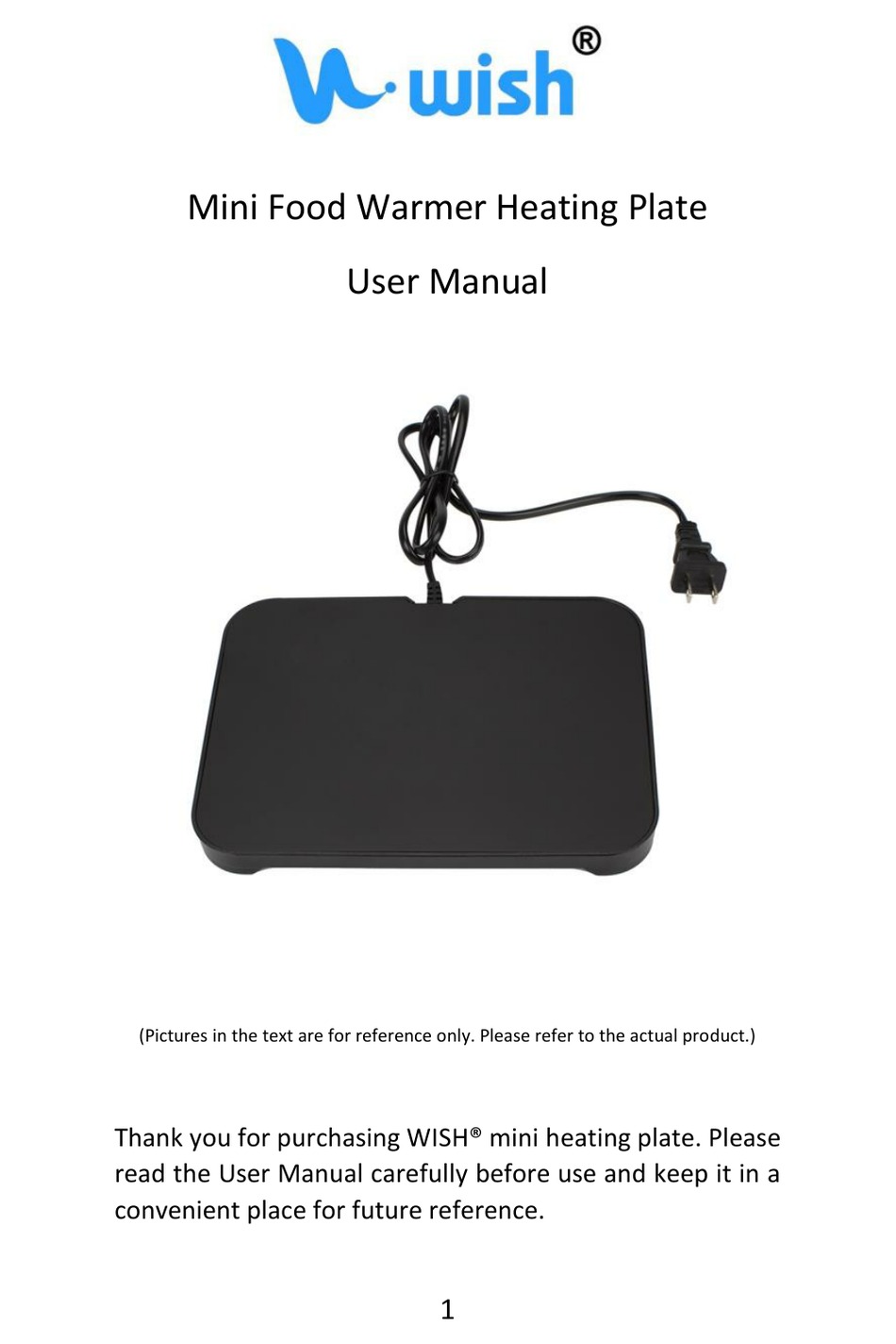 WISH MINI FOOD WARMER HEATING PLATE USER MANUAL Pdf Download ManualsLib