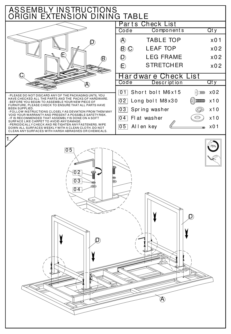ESSENTIALS FOR LIVING ORIGIN EXTENSION DINING TABLE ASSEMBLY