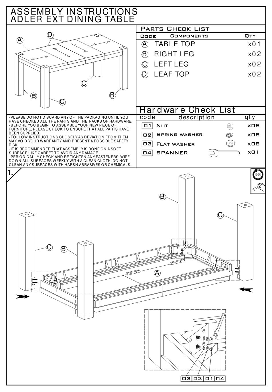 ESSENTIALS FOR LIVING ADLER EXT DINING TABLE 6129.NG ASSEMBLY