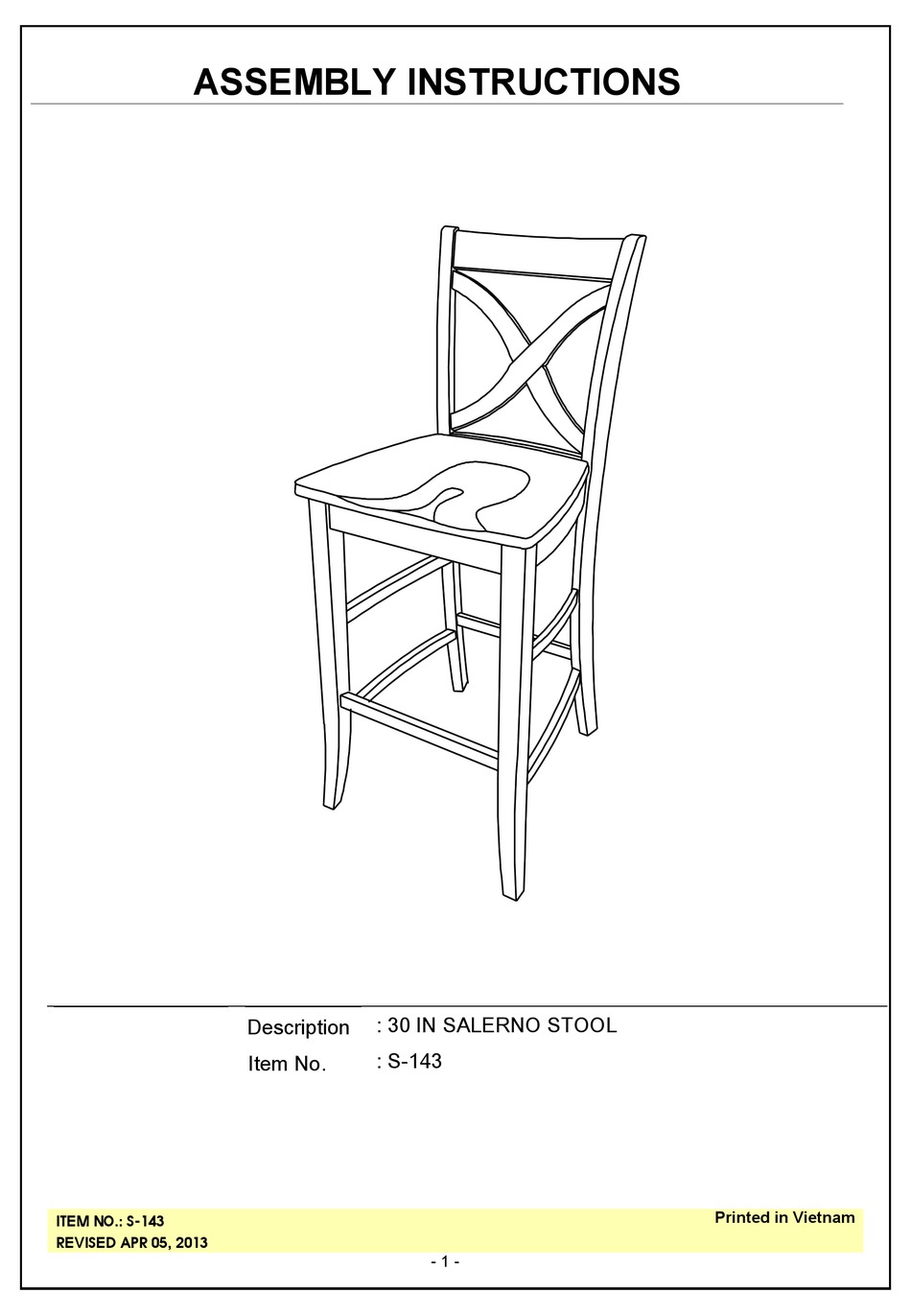 UNFINISHED FURNITURE OF WILMINGTON S143 ASSEMBLY INSTRUCTIONS Pdf