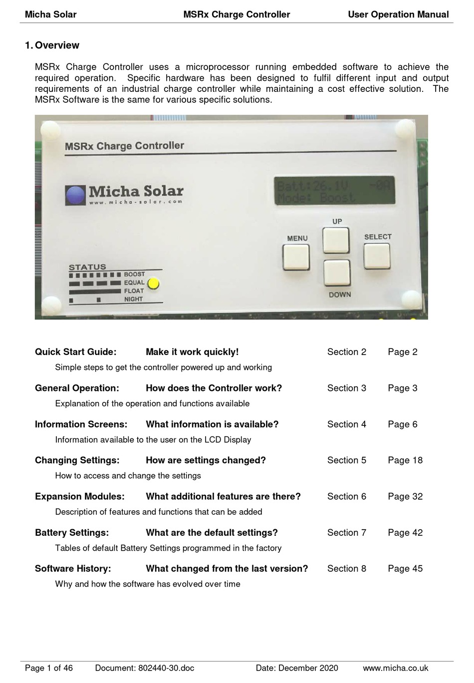 MICHA SOLAR MSRX USER