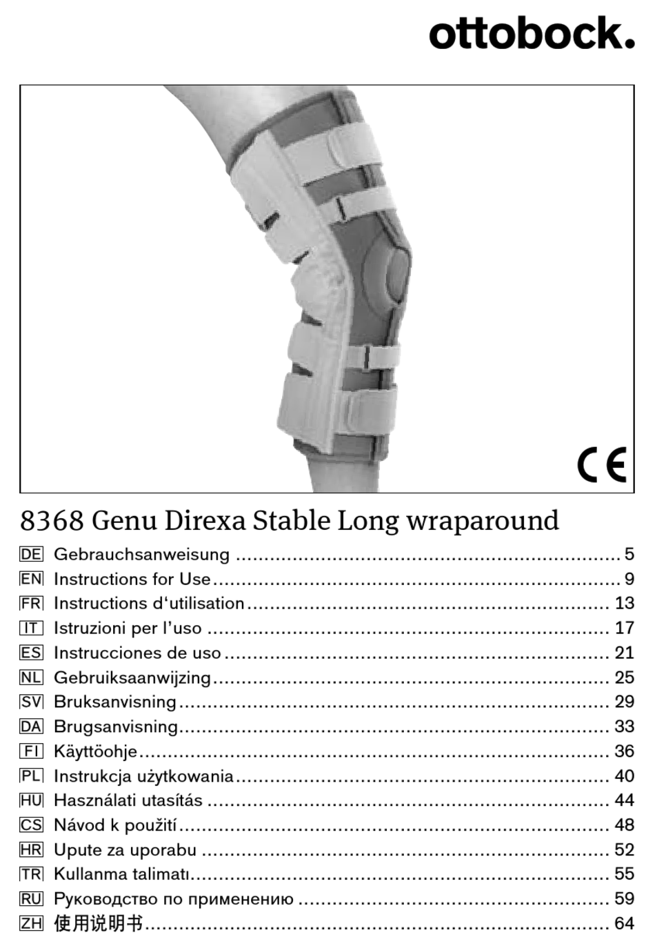 OTTO BOCK 8368 GENU DIREXA STABLE LONG INSTRUCTIONS FOR USE MANUAL Pdf ...