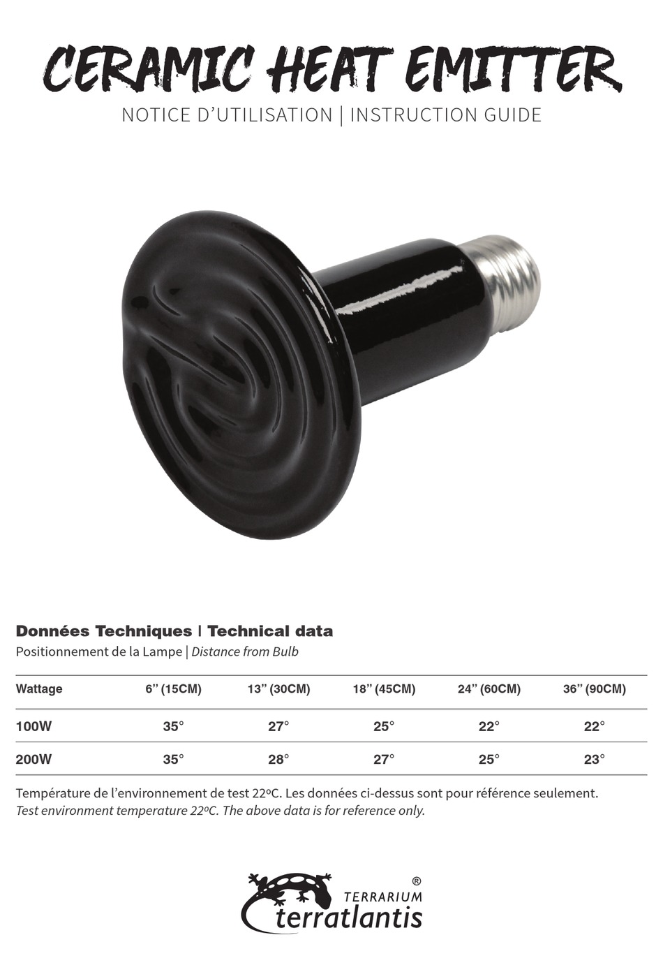 TERRATLANTIS CERAMIC HEAT EMITTER INSTRUCTION MANUAL Pdf Download
