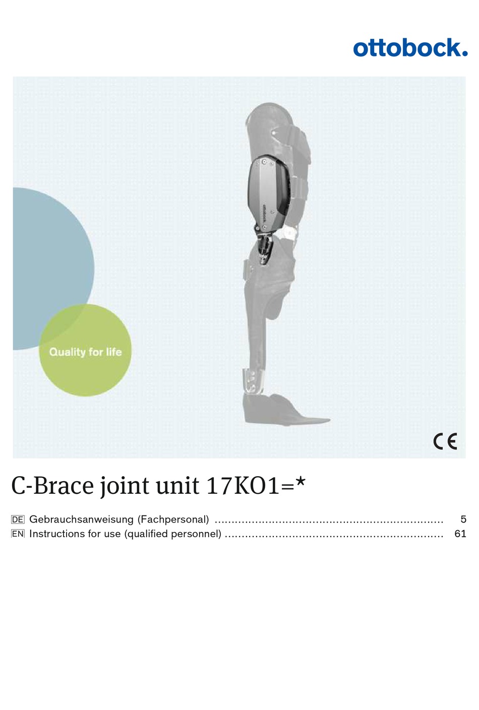 OTTO BOCK 17KO1 SERIES INSTRUCTIONS FOR USE MANUAL Pdf Download