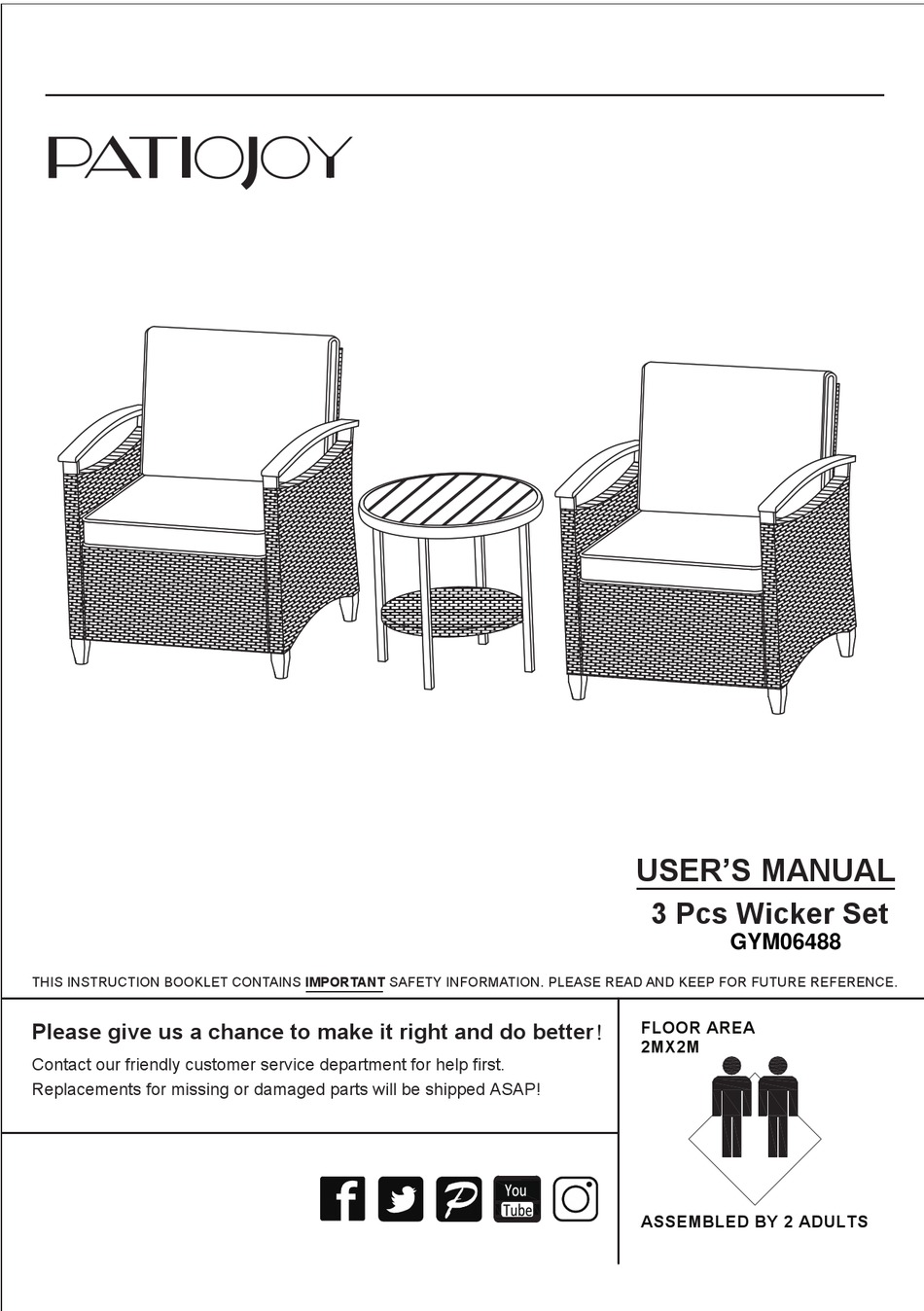 PATIOJOY GYM06488 USER MANUAL Pdf Download ManualsLib