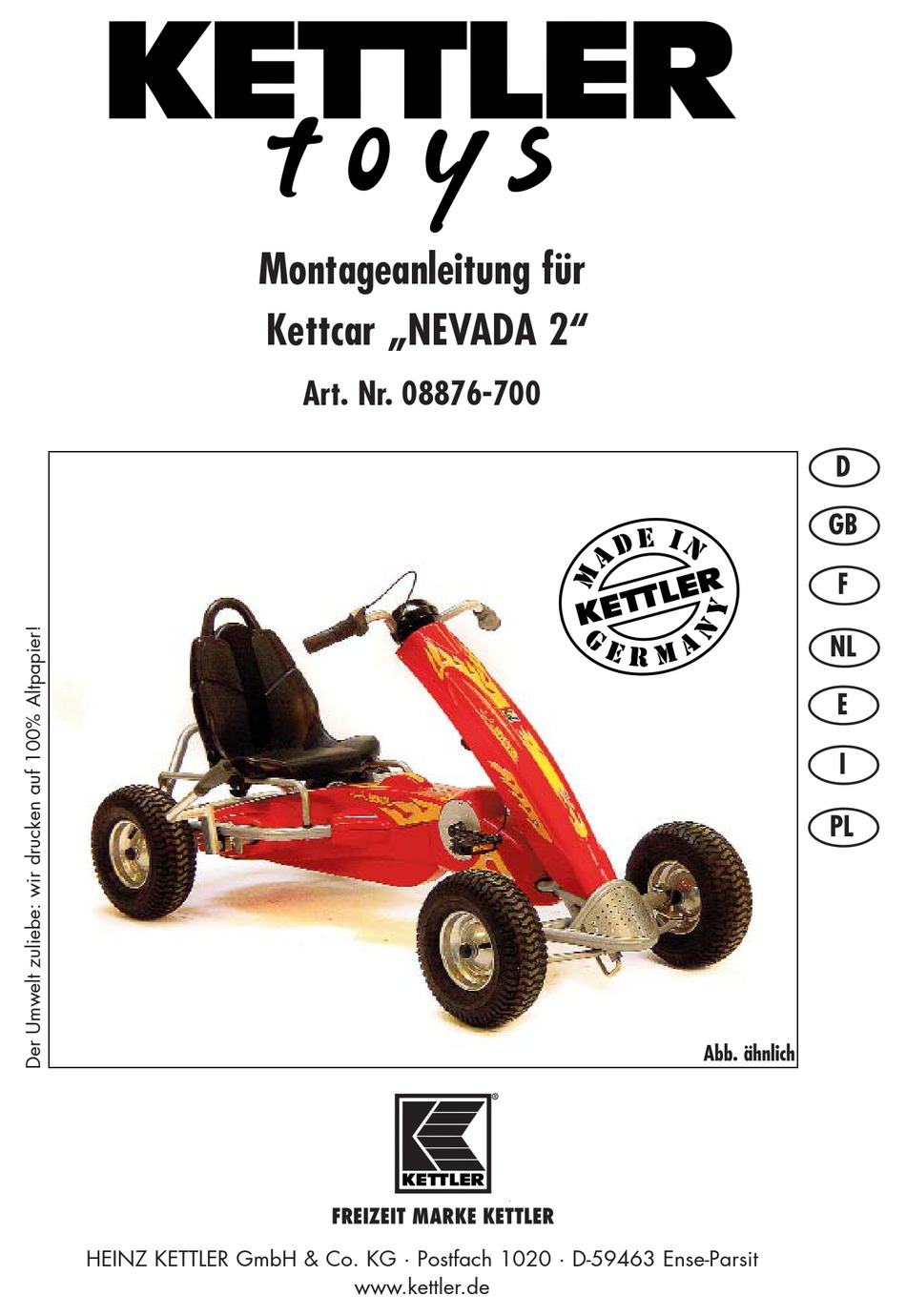 KETTLER TOYS KETTCAR NEVADA 2 ASSEMBLY INSTRUCTIONS MANUAL Pdf Download