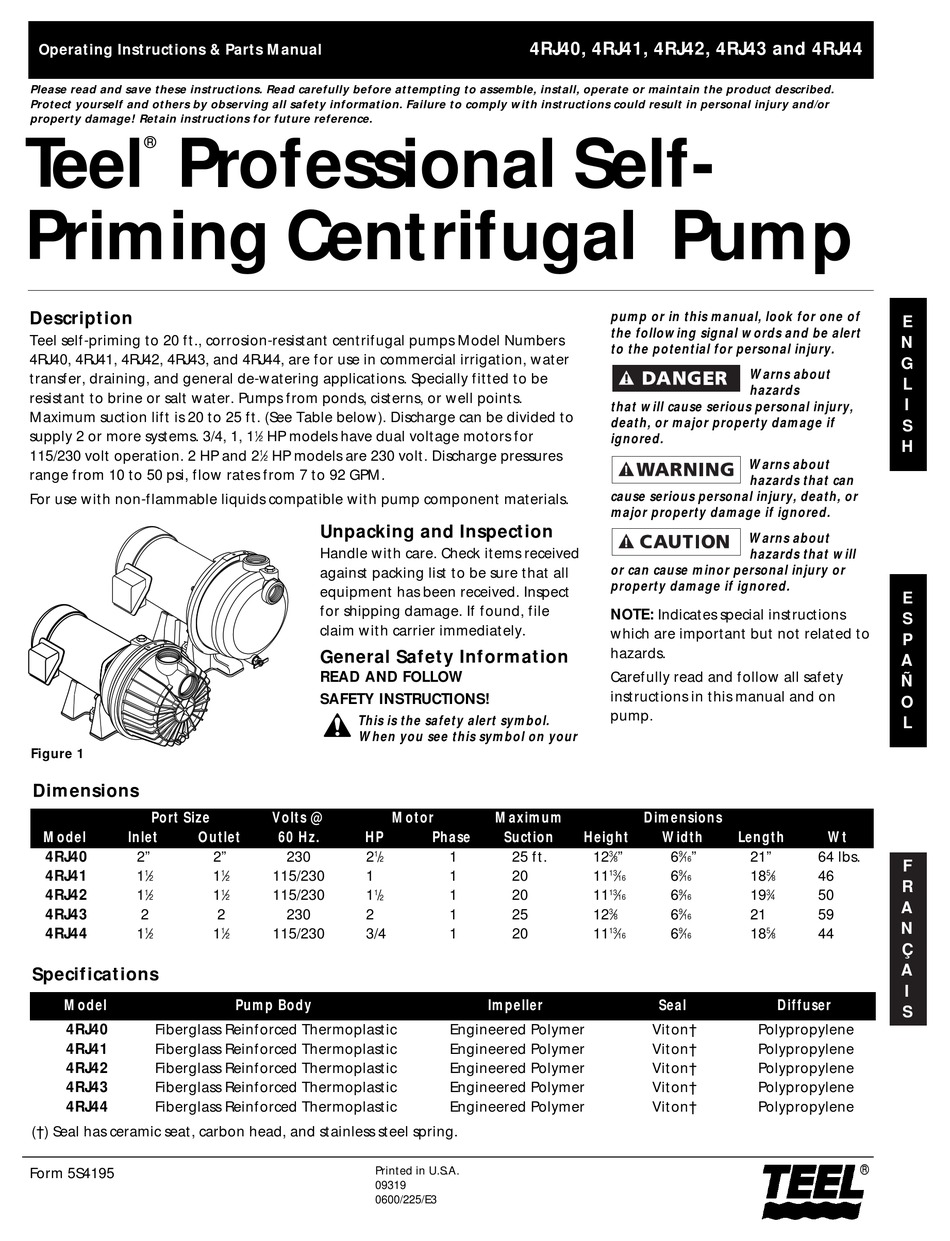 TEEL 4RJ40 OPERATING INSTRUCTIONS & PARTS MANUAL Pdf Download ManualsLib