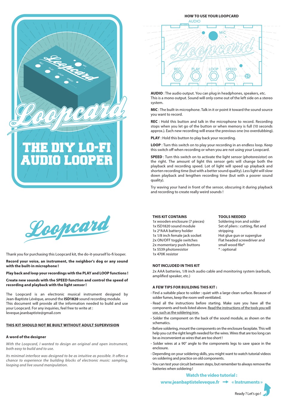 LOOPCARD THE DIY LOFI AUDIO LOOPER QUICK MANUAL Pdf Download ManualsLib