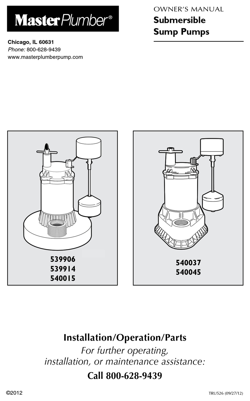 MASTER PLUMBER 539906 OWNER S MANUAL Pdf Download ManualsLib