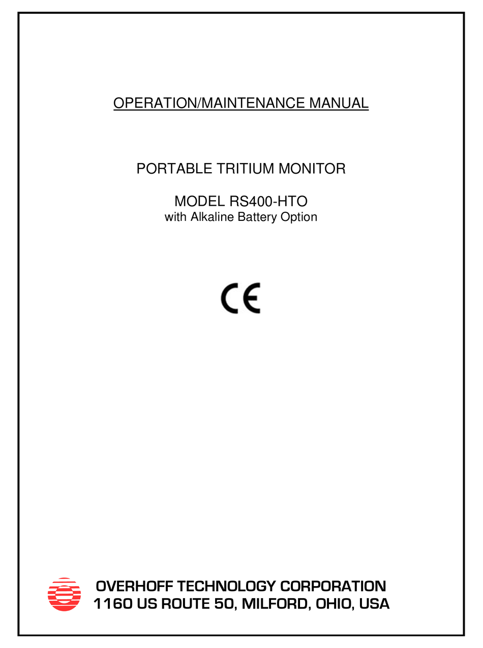 OVERHOFF RS400HTO OPERATION & MAINTENANCE MANUAL Pdf Download ManualsLib