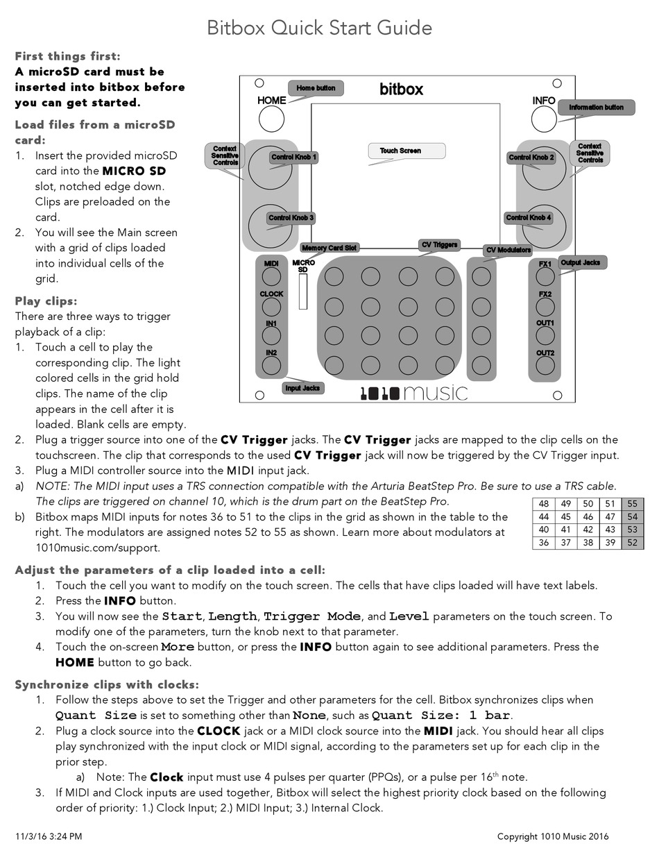 1010 MUSIC BITBOX QUICK START MANUAL Pdf Download ManualsLib