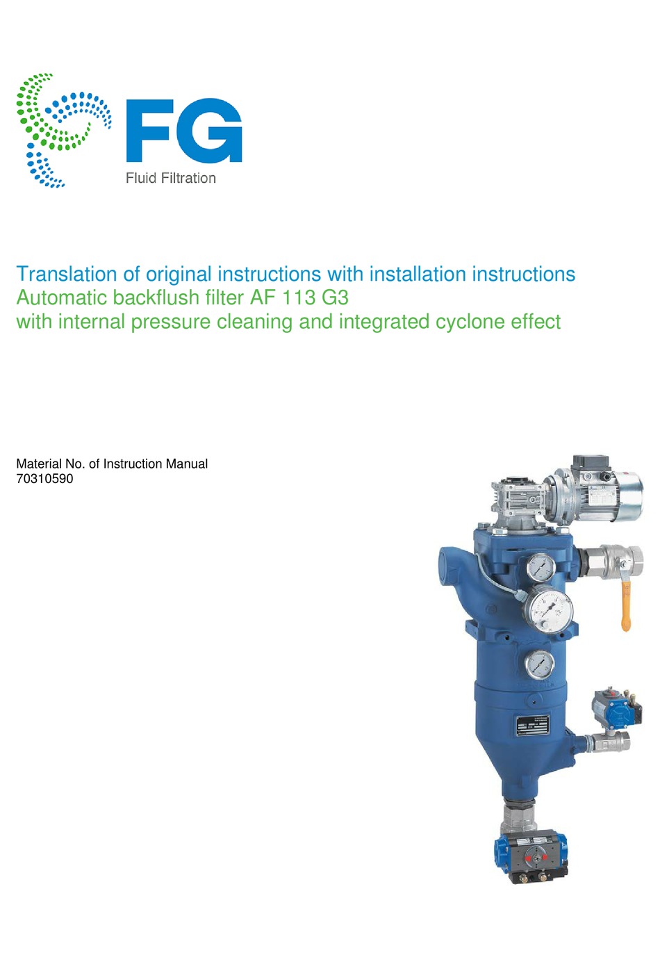 FLUID FILTRATION AF 113 G3 TRANSLATION OF ORIGINAL INSTRUCTIONS Pdf