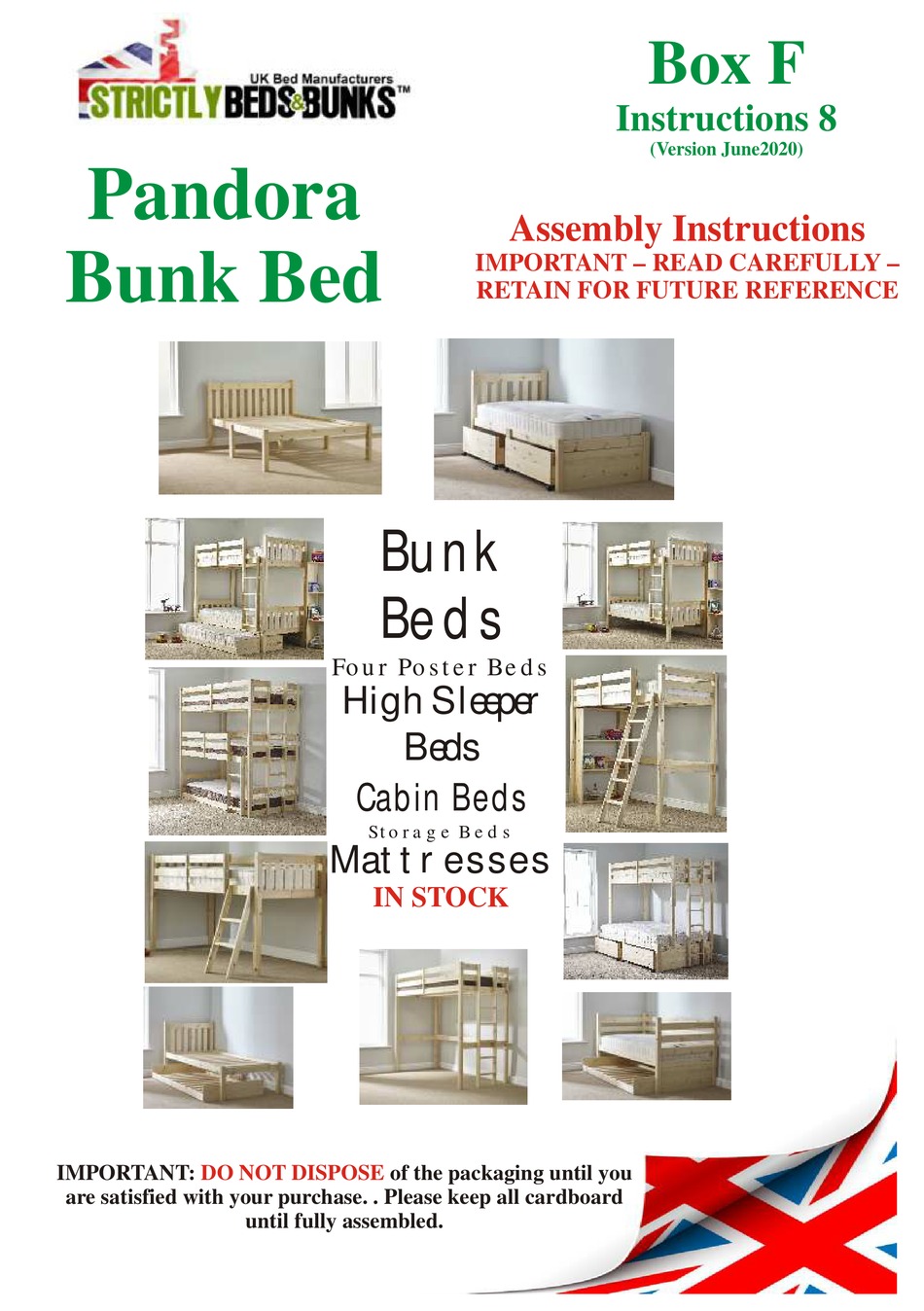 STRICTLY BEDS & BUNKS PANDORA BUNK BED ASSEMBLY INSTRUCTIONS MANUAL Pdf