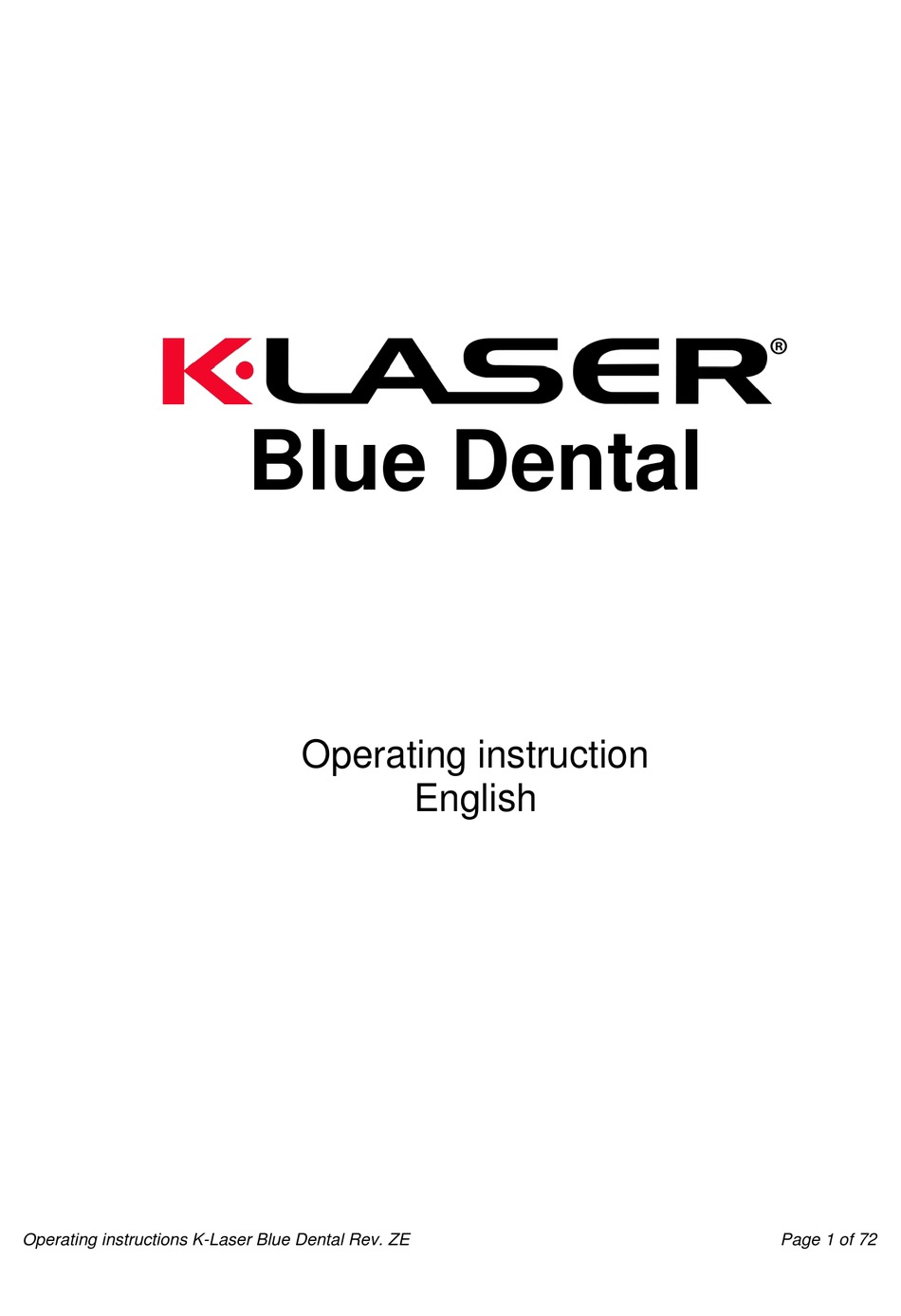 KLASER BLUE DENTAL OPERATING INSTRUCTION Pdf Download ManualsLib