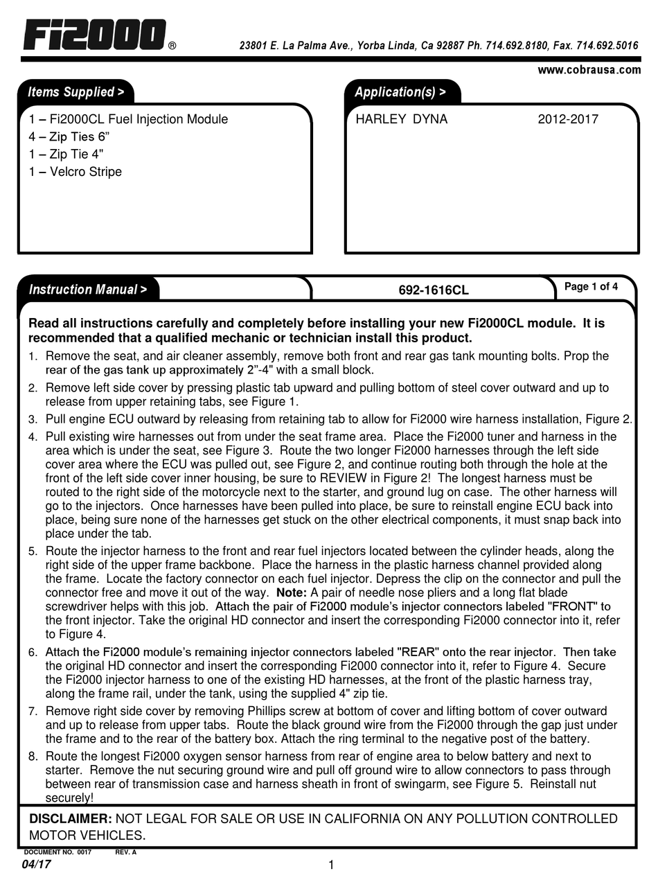 COBRA USA FI2000 QUICK START MANUAL Pdf Download ManualsLib