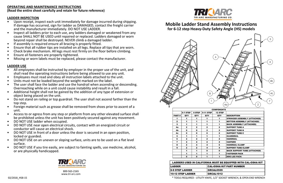 TRI-ARC GRCAL0509 ASSEMBLY INSTRUCTIONS Pdf Download | ManualsLib