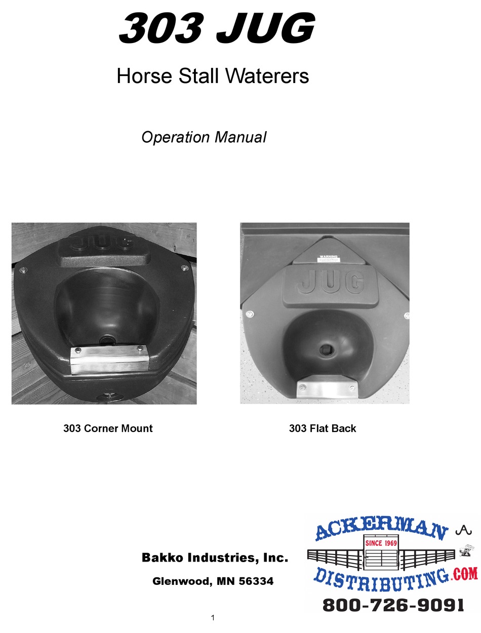 BAKKO INDUSTRIES 303 JUG OPERATION MANUAL Pdf Download ManualsLib
