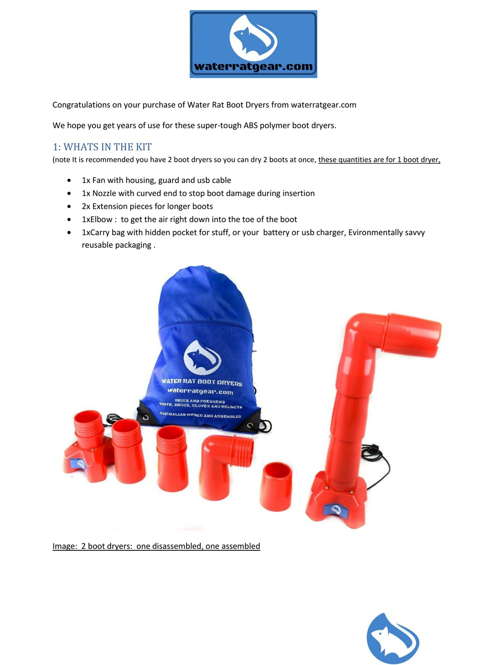 WATERRATGEAR WATER RAT BOOT DRYER MANUAL Pdf Download ManualsLib