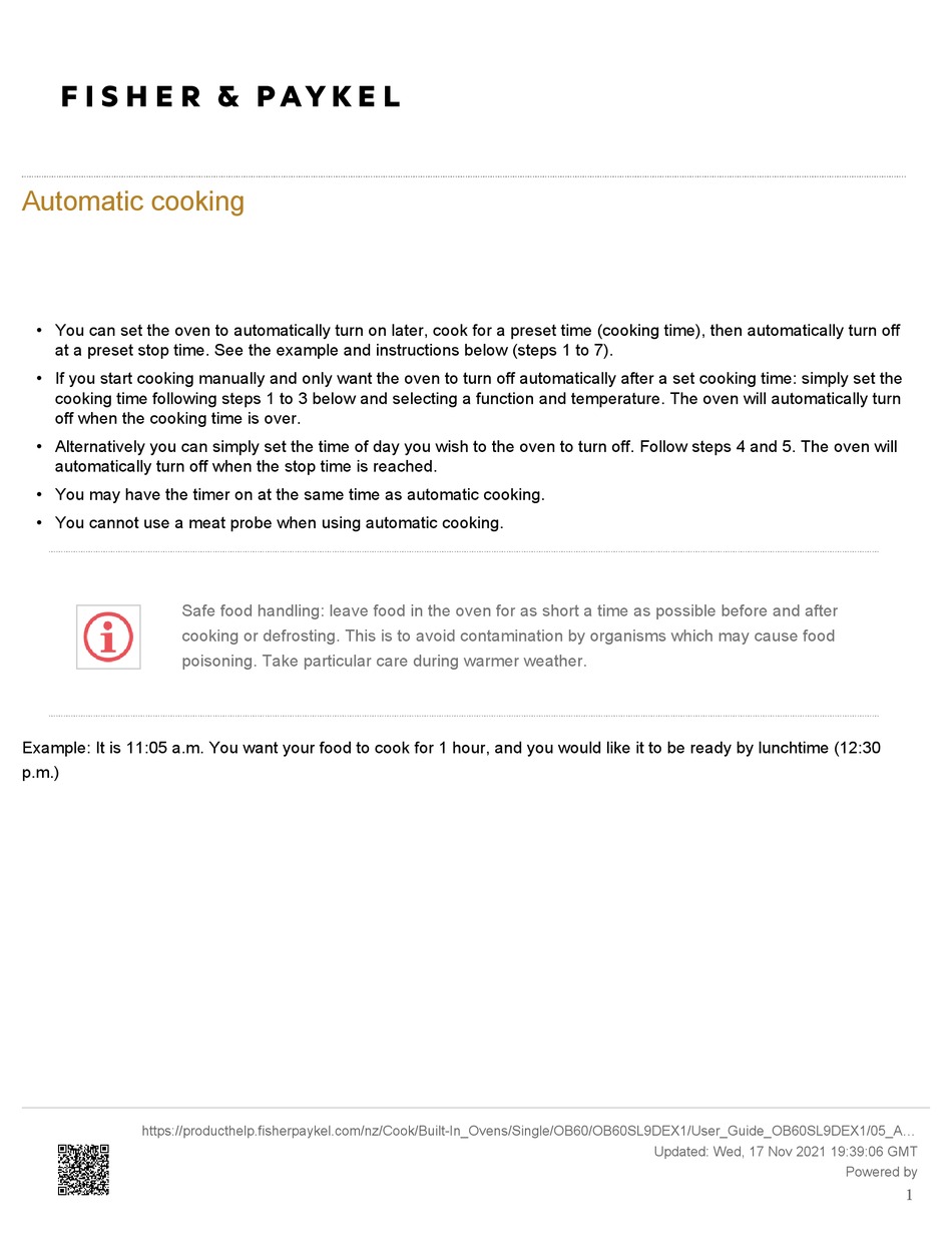 FISHER & PAYKEL OB60SL9DEX1 QUICK START MANUAL Pdf Download ManualsLib
