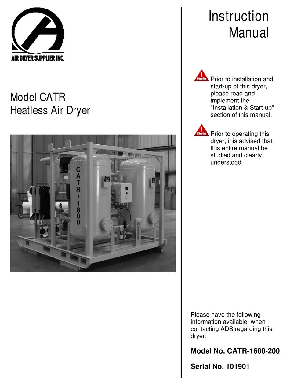 AIR DRYER SUPPLIER CATR1600200 INSTRUCTION MANUAL Pdf Download