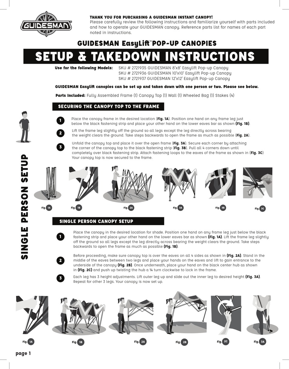 GUIDESMAN EASYLIFT 2721935 SETUP & TAKEDOWN INSTRUCTIONS Pdf Download