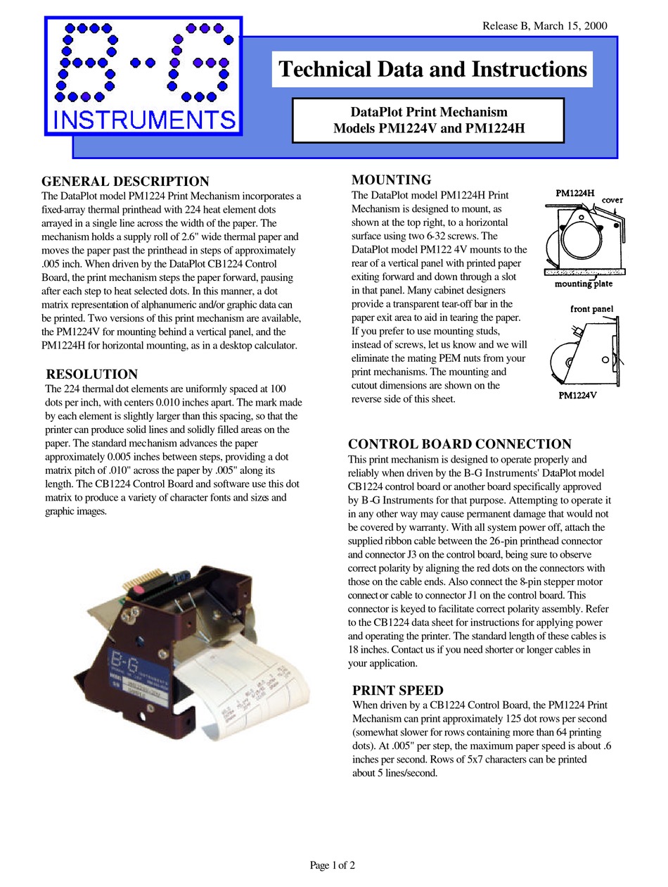 B-G INSTRUMENTS PM1224V TECHNICAL DATA AND INSTRUCTIONS Pdf Download ...