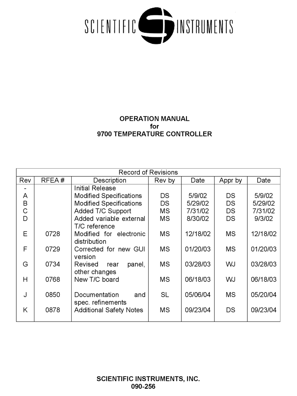 SCIENTIFIC INSTRUMENTS 9700 OPERATION MANUAL Pdf Download ManualsLib