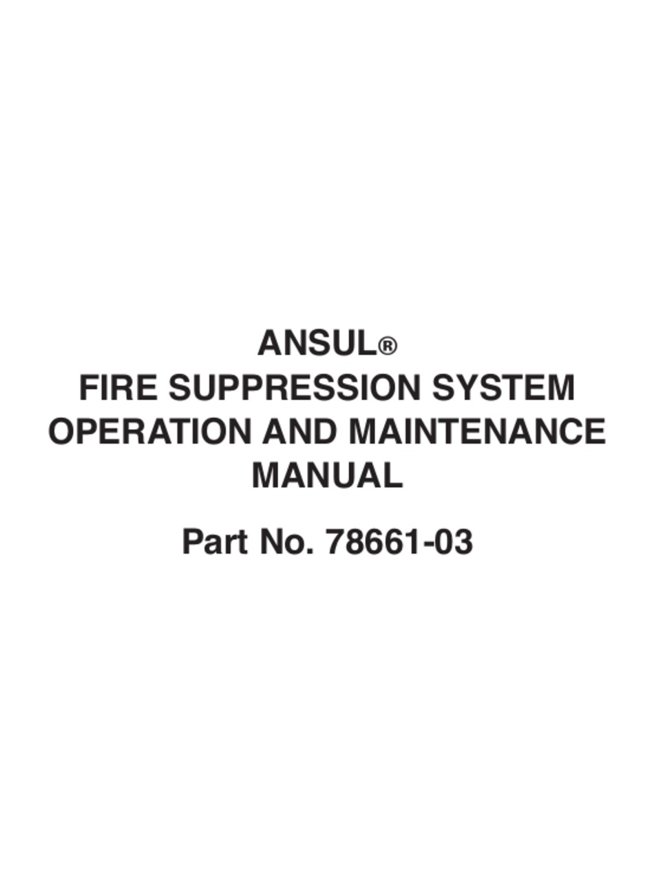 TYCO FIRE PROTECTION PRODUCTS ANSUL PS-150 OPERATION AND MAINTENANCE ...