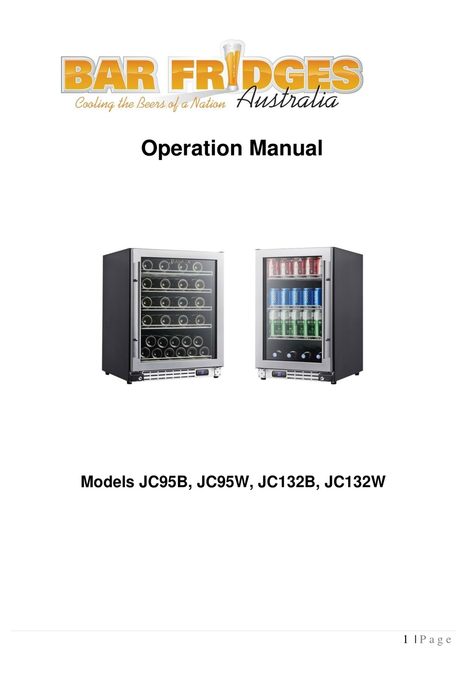 BAR FRIDGES JC95B OPERATION MANUAL Pdf Download ManualsLib