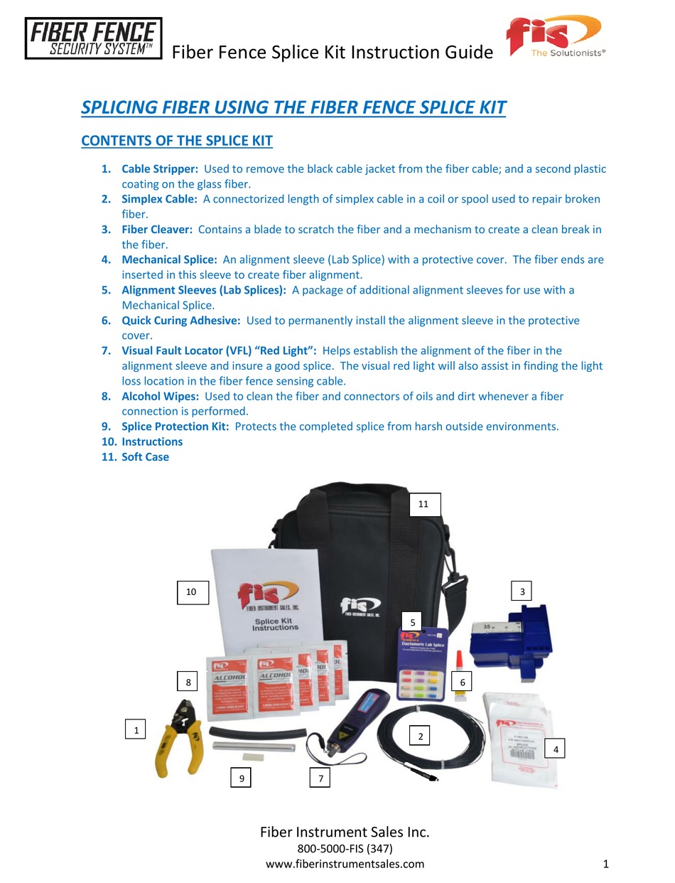 FIS THE SOLUTIONISTS FIBER FENCE SECURITY SYSTEM OMS SPK INSTRUCTION 