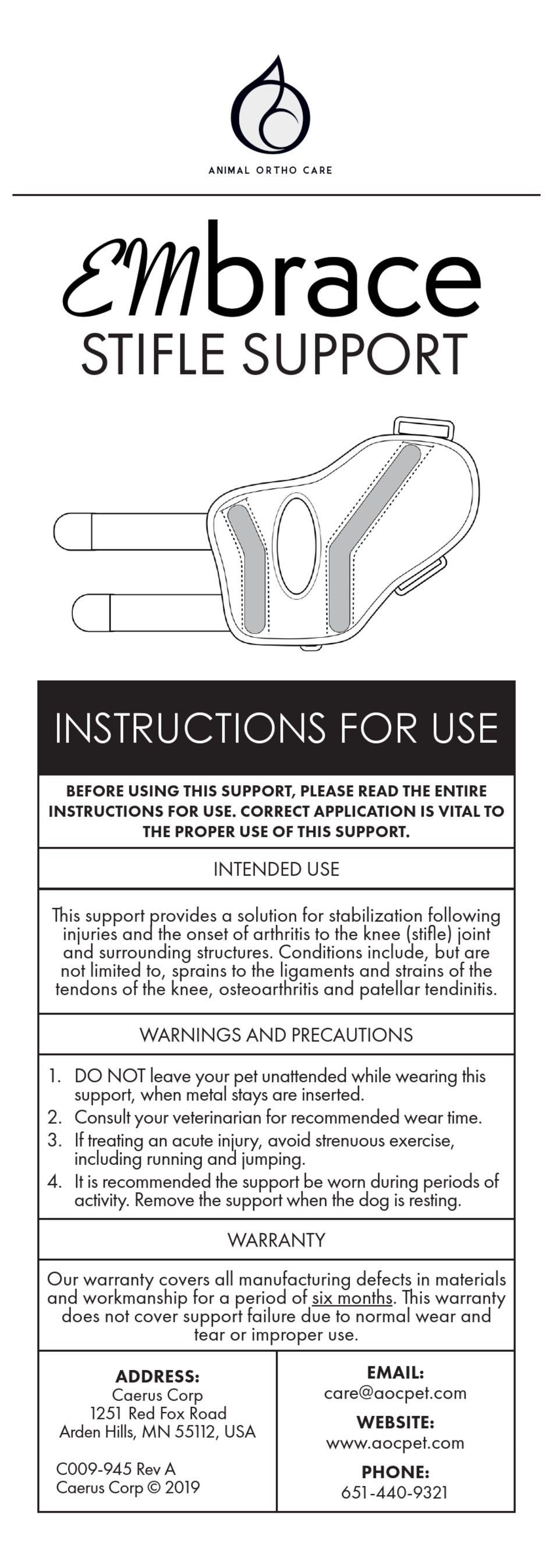 ANIMAL ORTHO CARE EMBRACE INSTRUCTIONS FOR USE Pdf Download ManualsLib