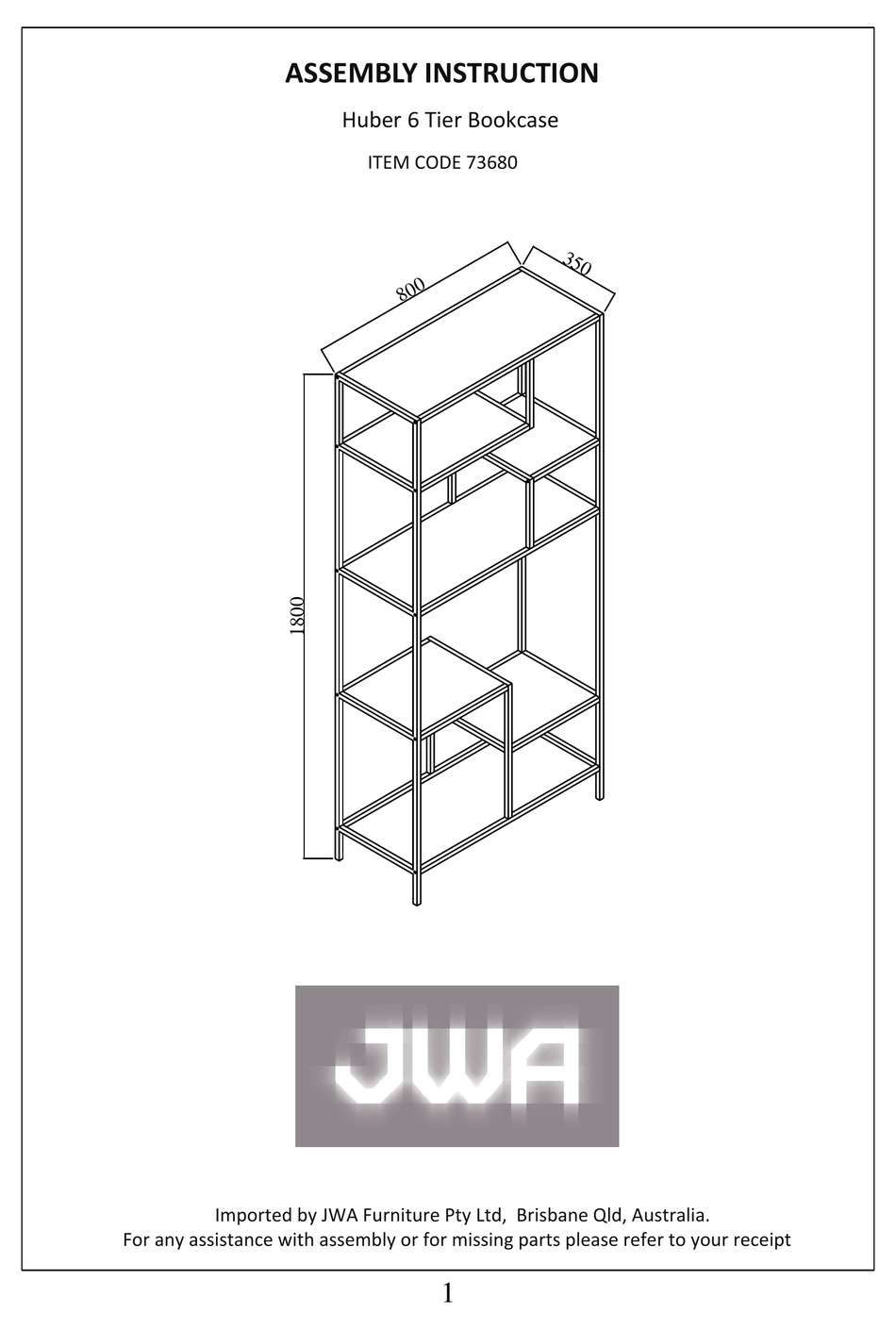 JWA 73680 ASSEMBLY INSTRUCTION MANUAL Pdf Download ManualsLib