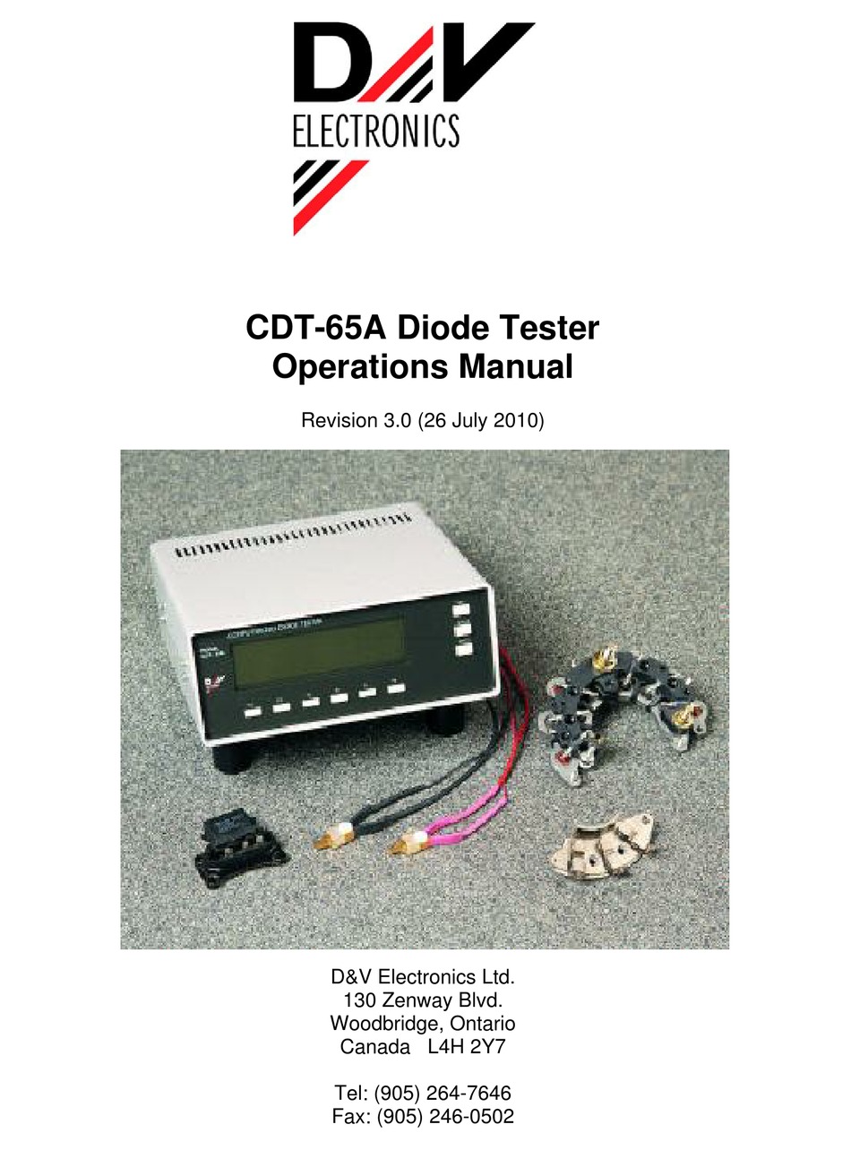D&V ELECTRONICS CDT65A OPERATION MANUAL Pdf Download ManualsLib
