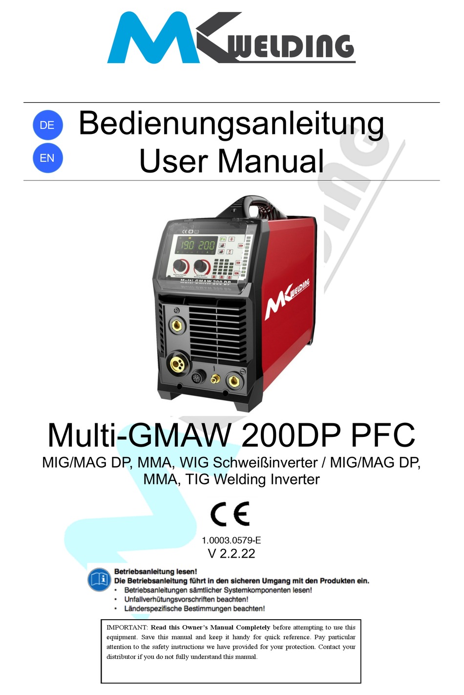 MK WELDING MULTI-GMAW 200 DP PFC USER MANUAL Pdf Download | ManualsLib