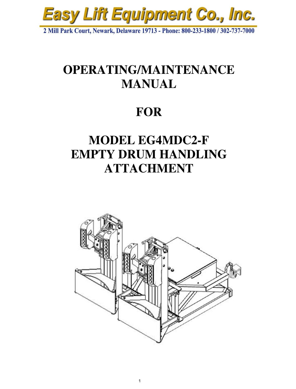 EASY LIFT EQUIPMENT EAGLE GRIP EG4MDC2F OPERATING AND MAINTENANCE
