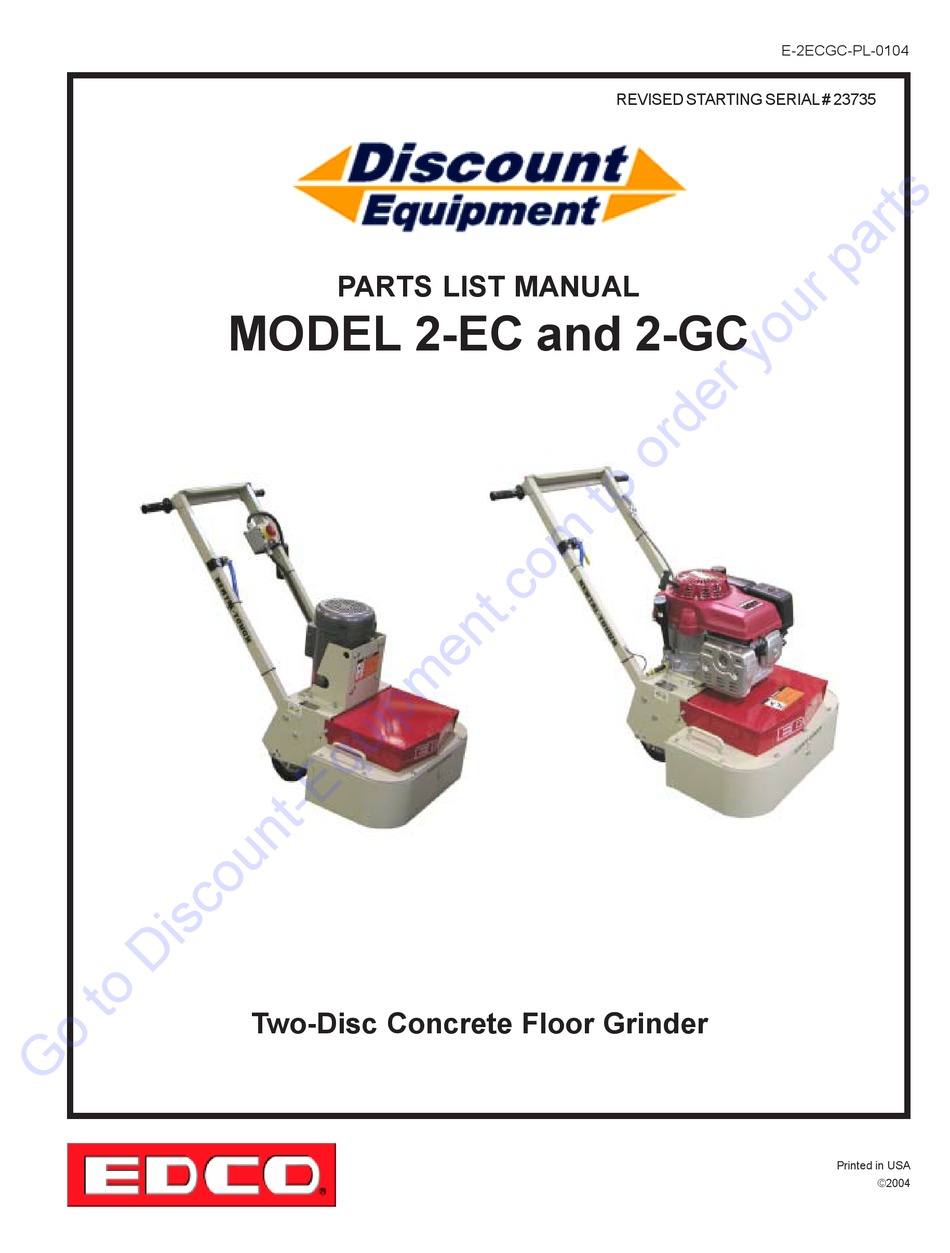 DISCOUNT EQUIPMENT 2EC ASSEMBLY AND PARTS LIST MANUAL Pdf Download