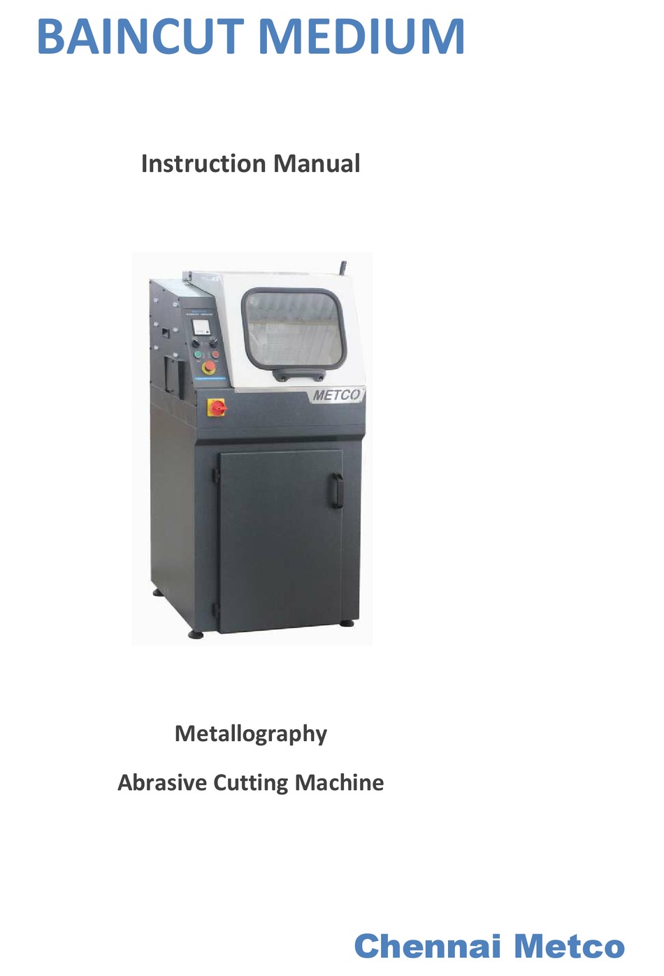 CHENNAI METCO BAINCUT MEDIUM INSTRUCTION MANUAL Pdf Download ManualsLib