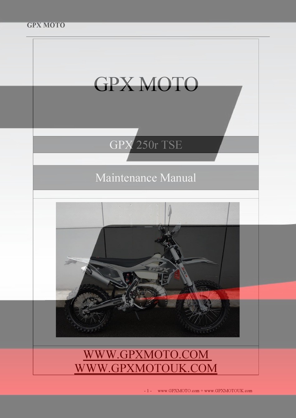 GPX MOTO GPX 250R TSE MAINTENANCE MANUAL Pdf Download ManualsLib