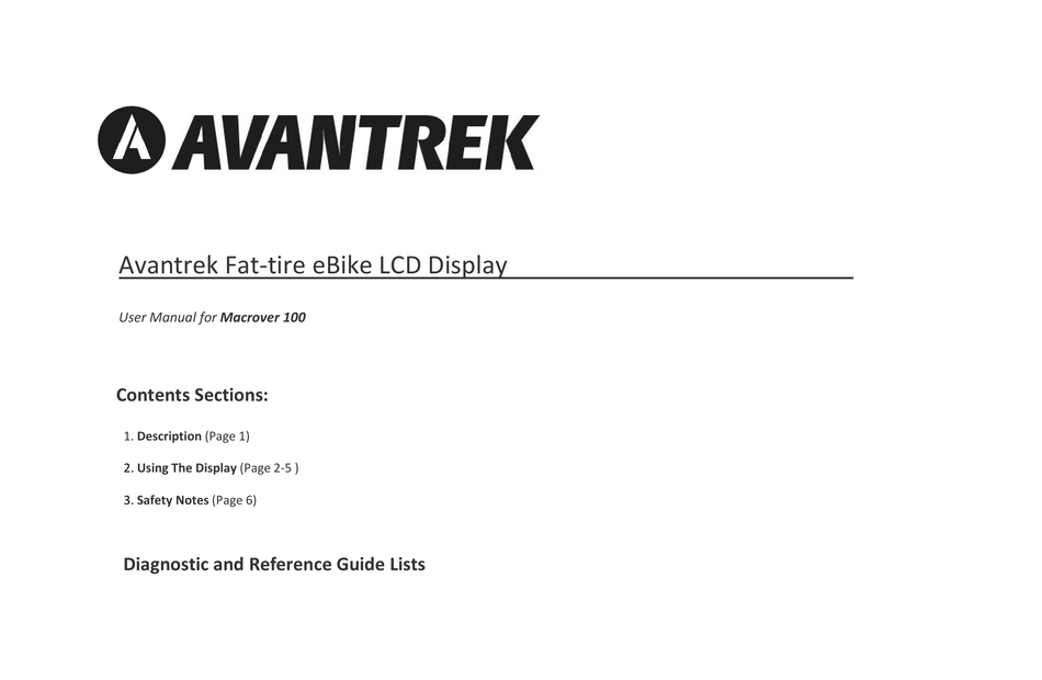 AVANTREK MACROVER 100 USER MANUAL Pdf Download ManualsLib