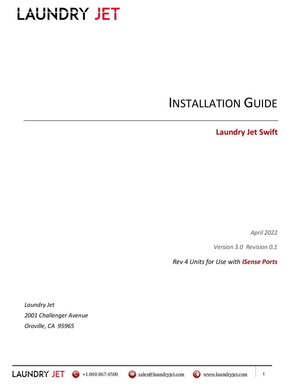 LAUNDRY JET SWIFT INSTALLATION MANUAL Pdf Download ManualsLib