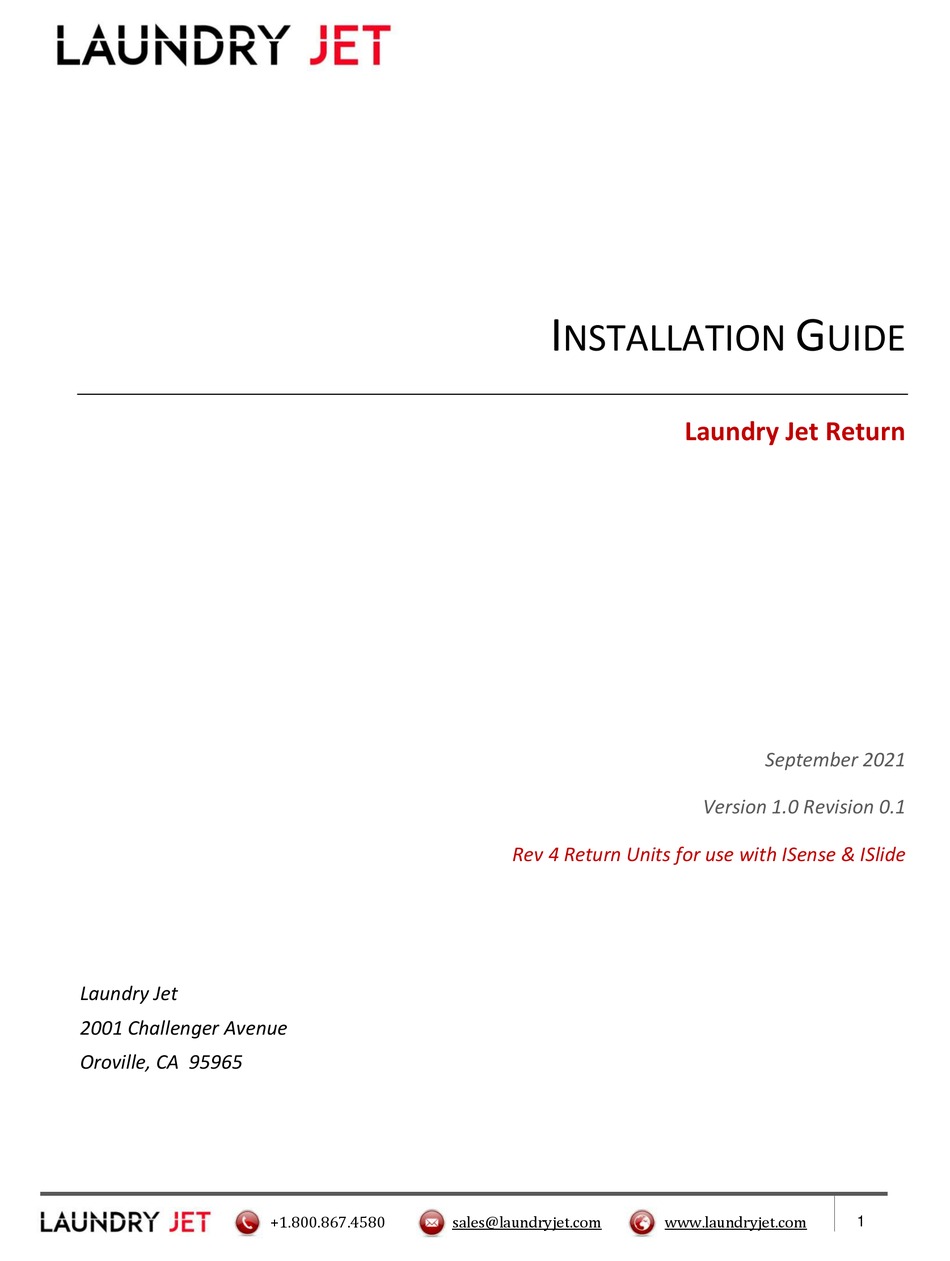 LAUNDRY JET RETURN INSTALLATION MANUAL Pdf Download ManualsLib