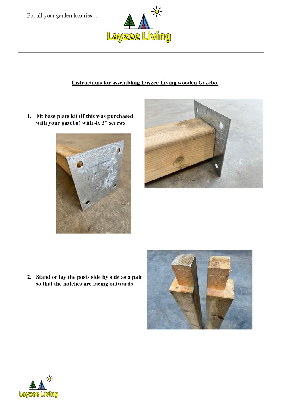 LAYZEE LIVING EXTRA HEAVY DUTY TIMBER GAZEBO ASSEMBLING INSTRUCTIONS ...