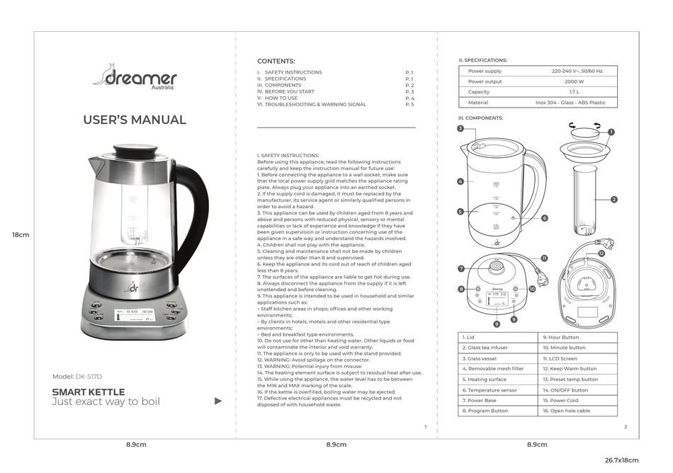 DREAMER DKS17D USER MANUAL Pdf Download ManualsLib