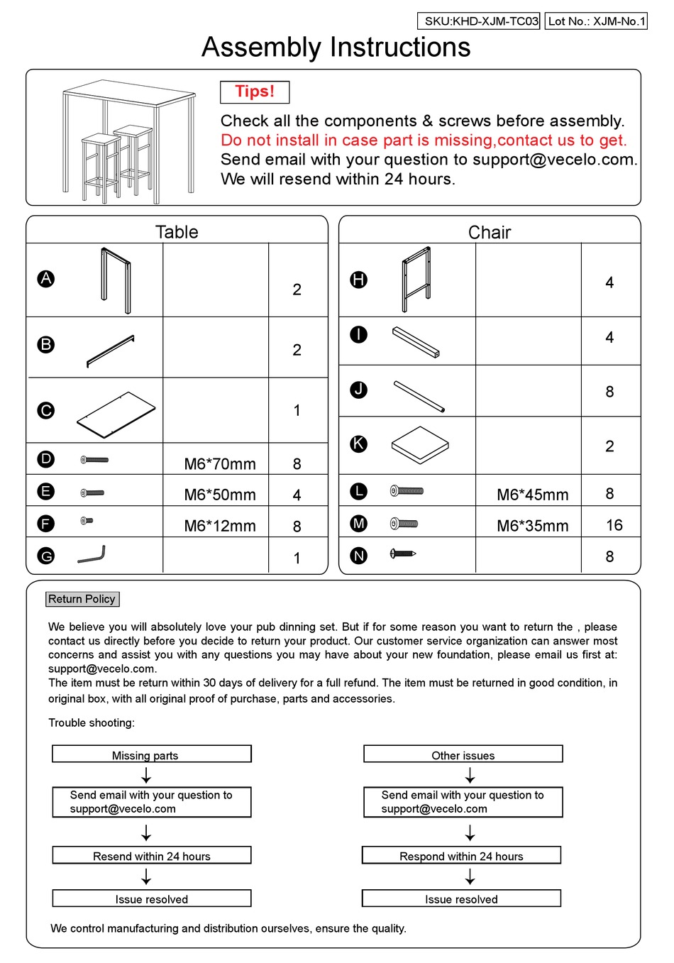 VECELO KHDXJMTC03 ASSEMBLY INSTRUCTIONS Pdf Download ManualsLib