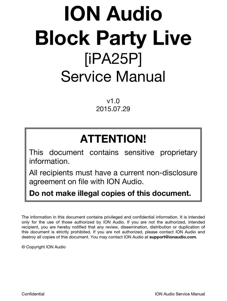 ION BLOCK PARTY LIVE SERVICE MANUAL Pdf Download ManualsLib