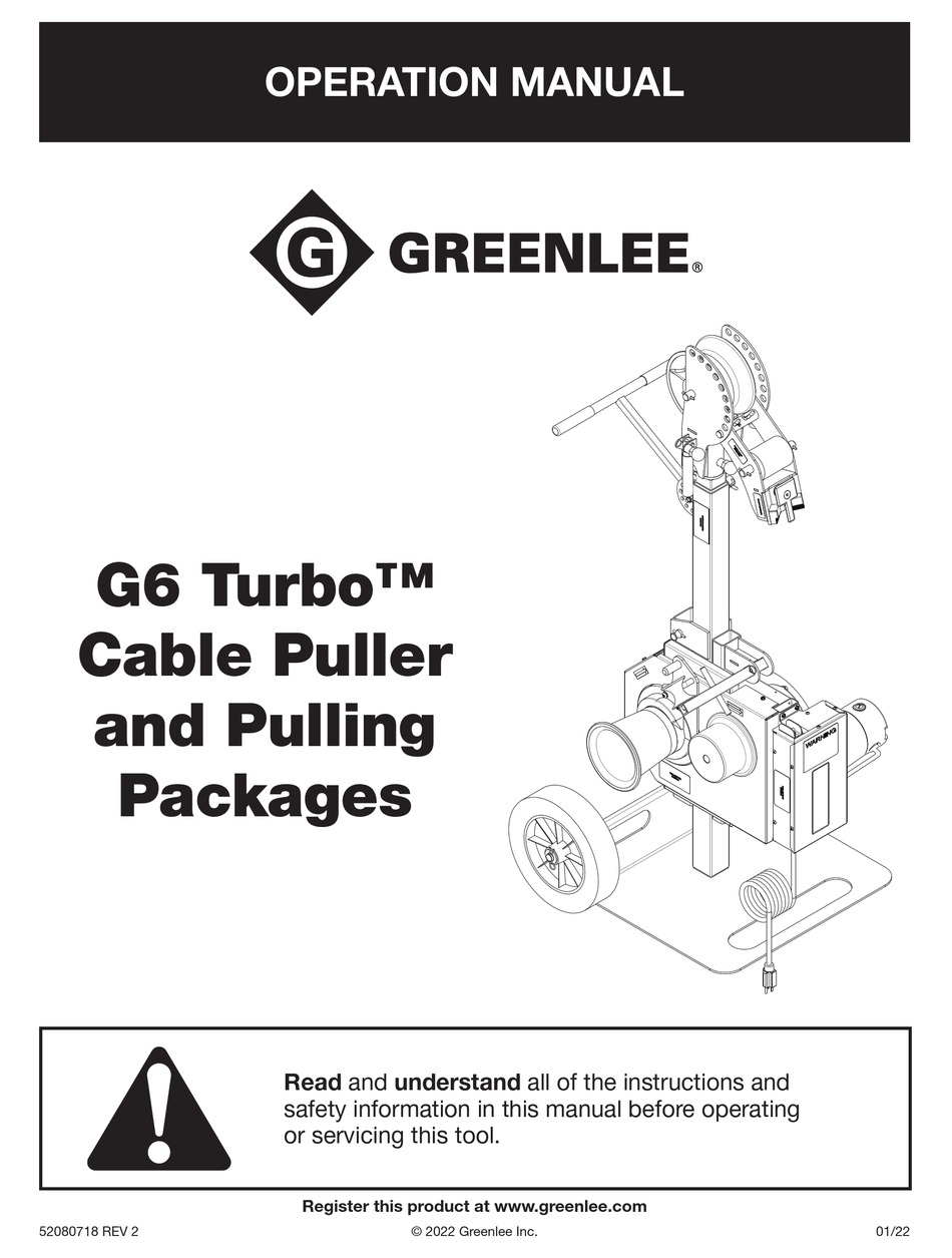 GREENLEE G6 TURBO OPERATION MANUAL Pdf Download ManualsLib