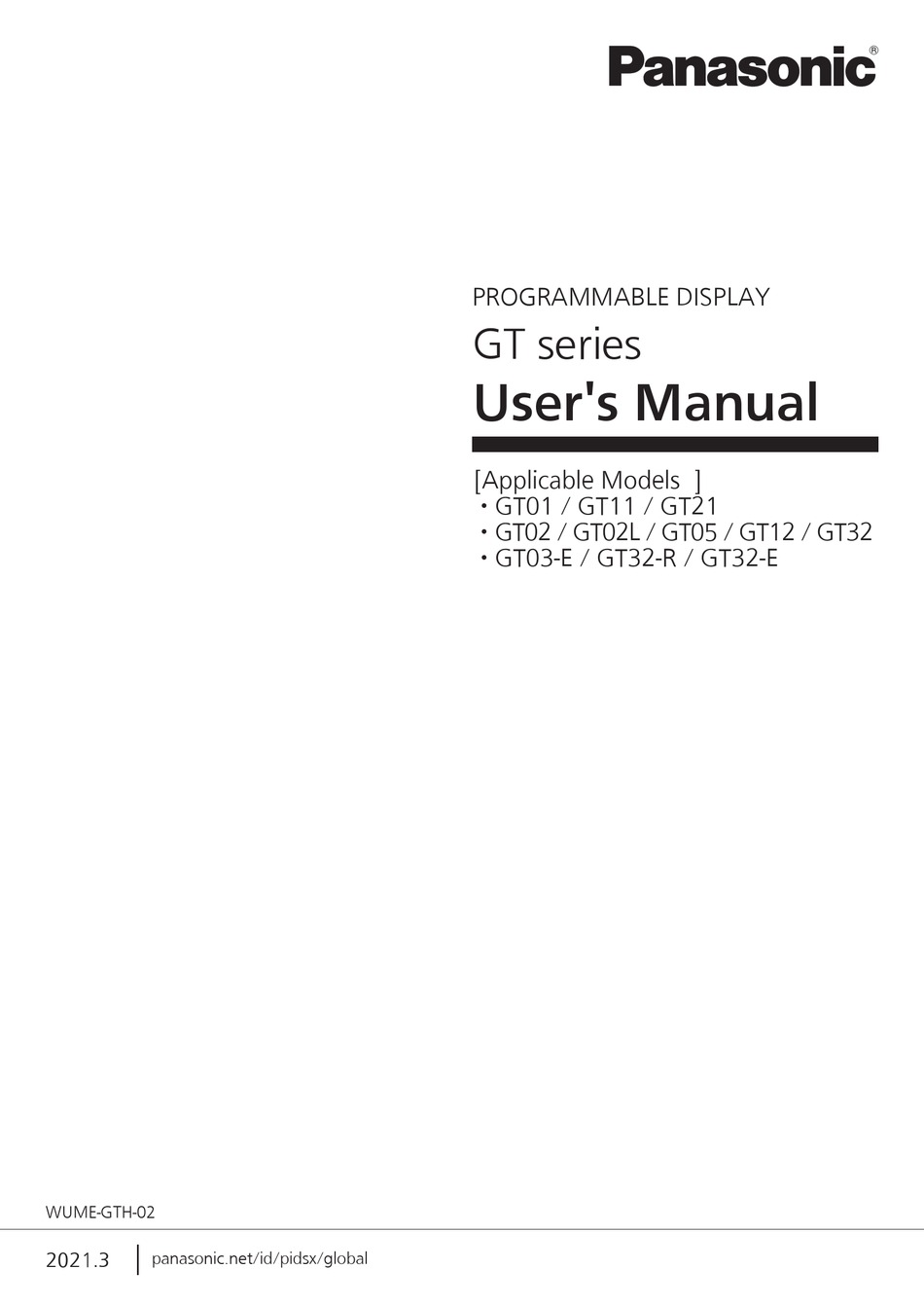 PANASONIC GT32-R USER MANUAL Pdf Download | ManualsLib