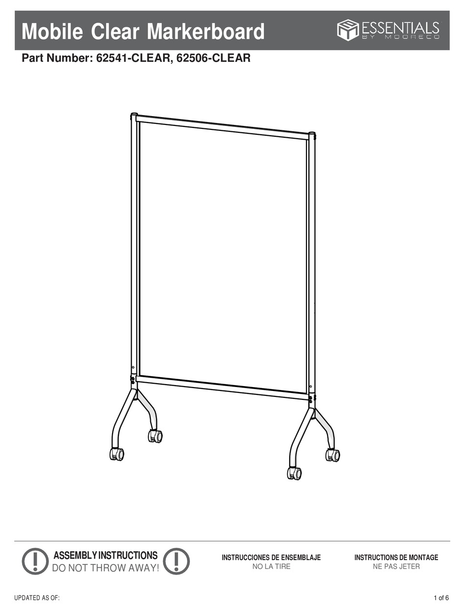 MOORECO ESSENTIALS 62541CLEAR ASSEMBLY INSTRUCTIONS MANUAL Pdf Download ManualsLib