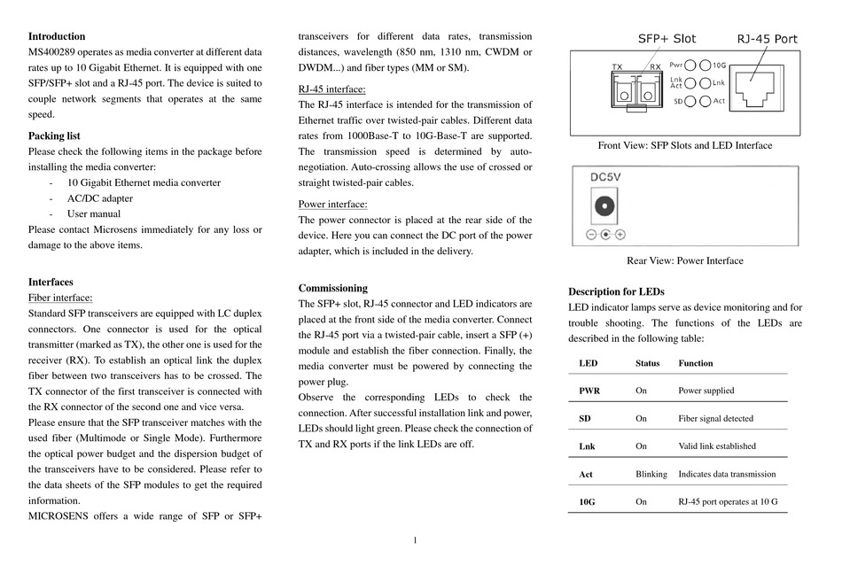 MICROSENS MS400289 USER MANUAL Pdf Download | ManualsLib