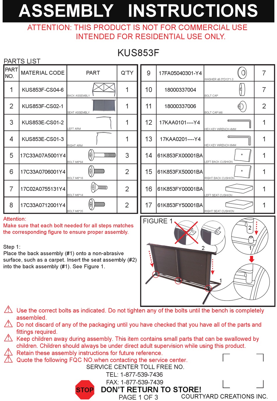 COURTYARD CREATIONS KUS853F ASSEMBLY INSTRUCTIONS Pdf Download ManualsLib